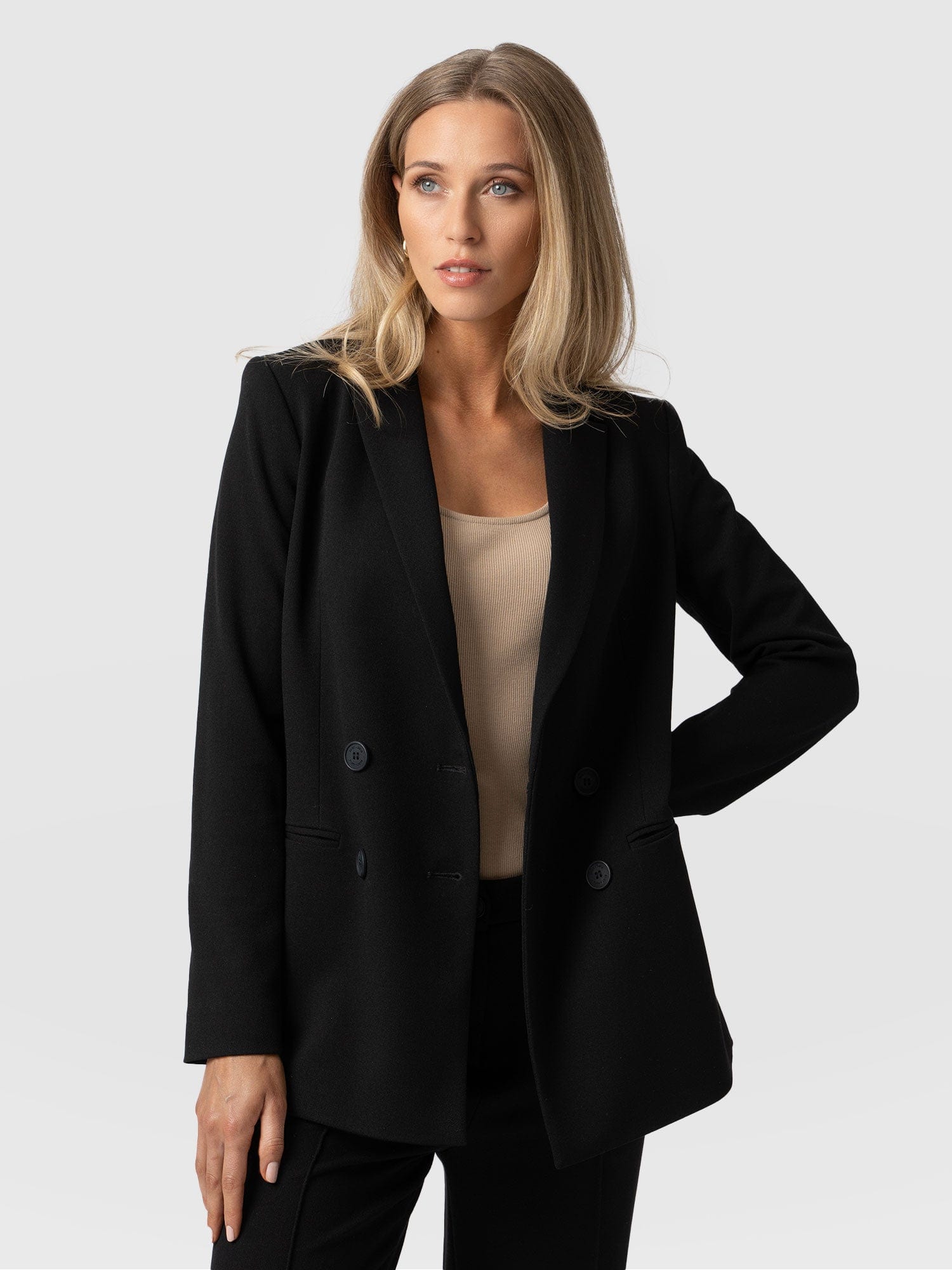 Cambridge Blazer Black Crepe - Women's Blazers | Saint + Sofia® UK